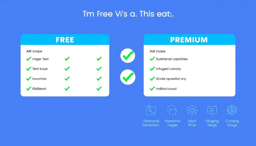 Comparison of free vs premium AI tool features showing substantial capabilities in free versions Comparison of free vs premium AI tool features showing substantial capabilities in free versions